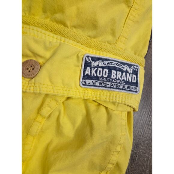 AKOO Bright Yellow Men's Cargo Shorts 2000s Y2K Size 38 - Picture 3 of 7